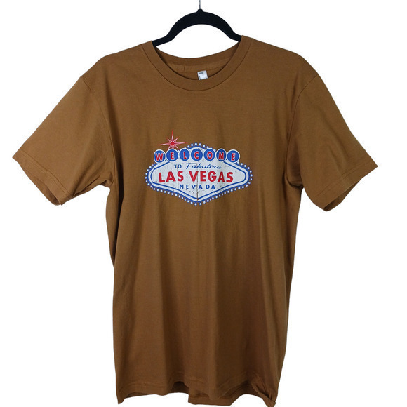 American Apparel Las Vegas Shirt Brown Womens Medium Made in USA‎ Crewneck - Picture 1 of 11